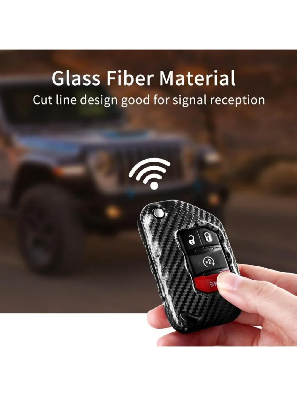 Real Glass Fiber Key Fob Cover for Jeep Wrangler JL JLU Gladiator JT 2018-2025